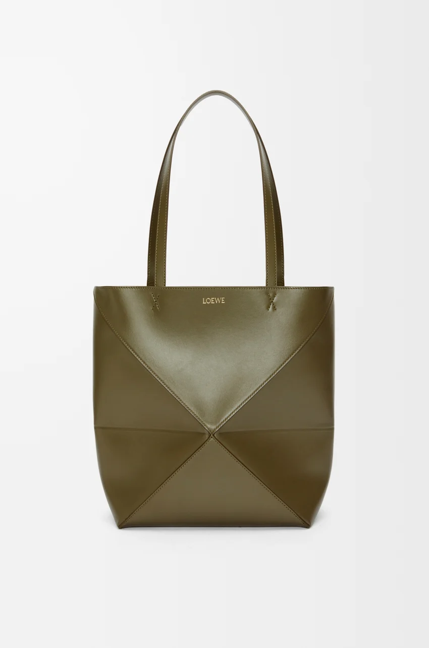 Medium Puzzle Fold Tote in Shiny Calfskin