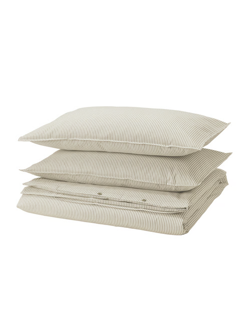 Solfibbla Duvet Cover and Pillowcase(s) - White Beige/stripe Full/queen (double/queen)