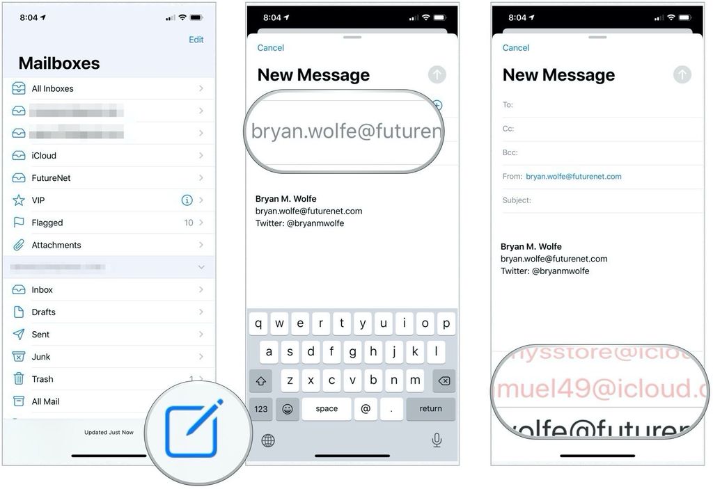 how to change accounts in mail iphone