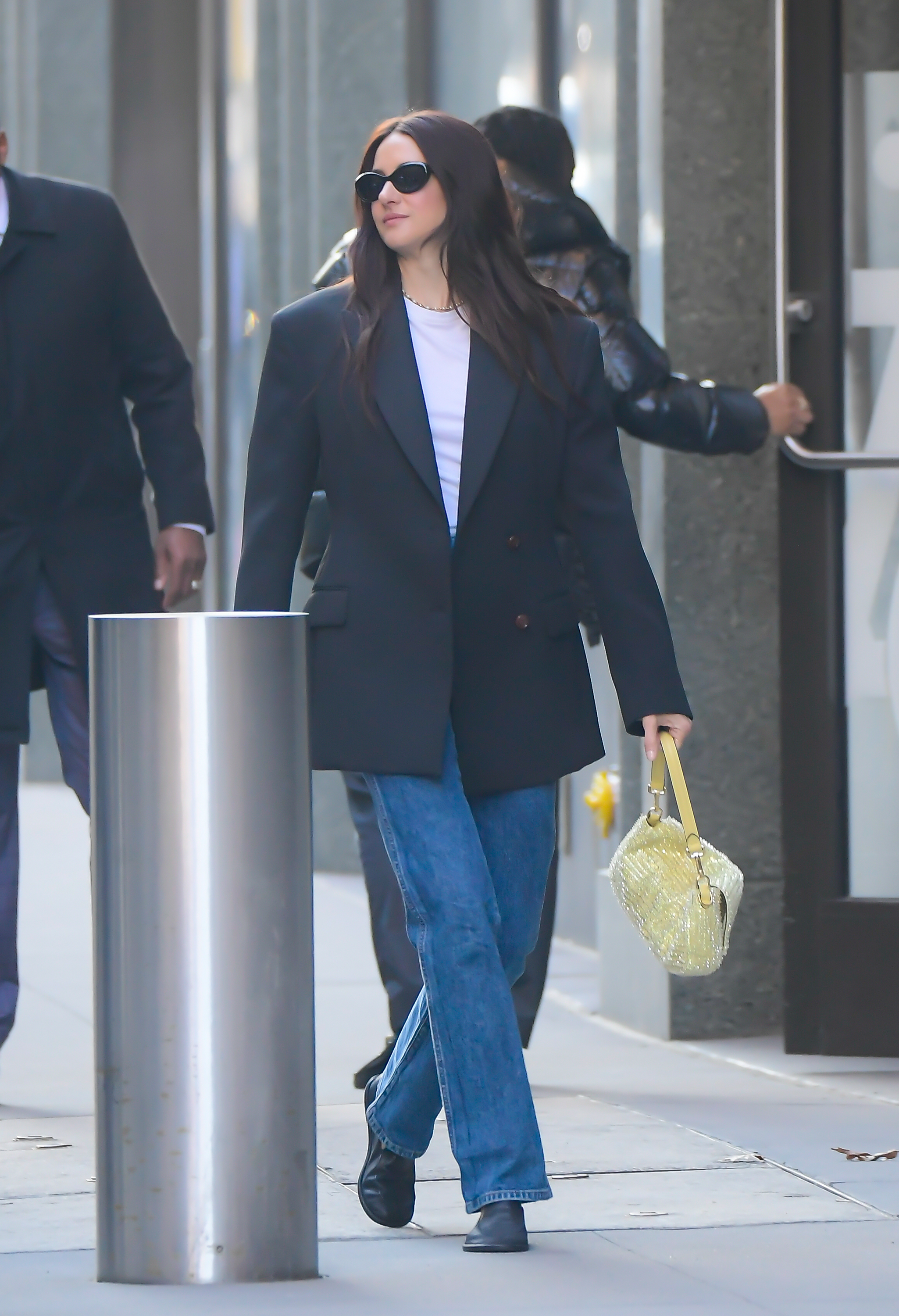 Shailene Woodley wearing jeans and a black blazer