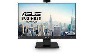 Product shot of Asus BE24EQK monitor with webcam