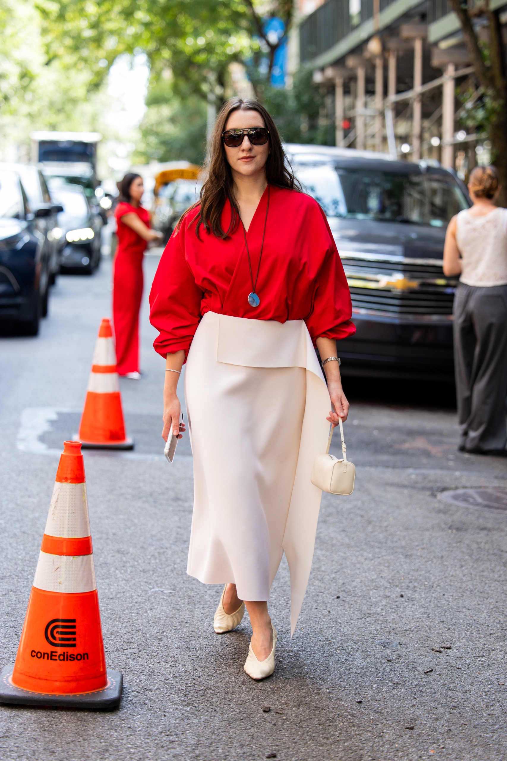 The red color trend on the street style scene at New York Fashion Week Spring/Summer 2027