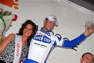 Tom Boonen celebrates his second stage win on the podium