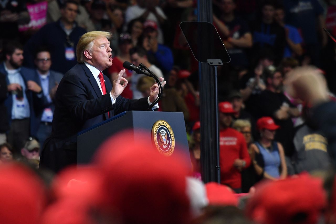 President Trump speaks at a rally in Michigan