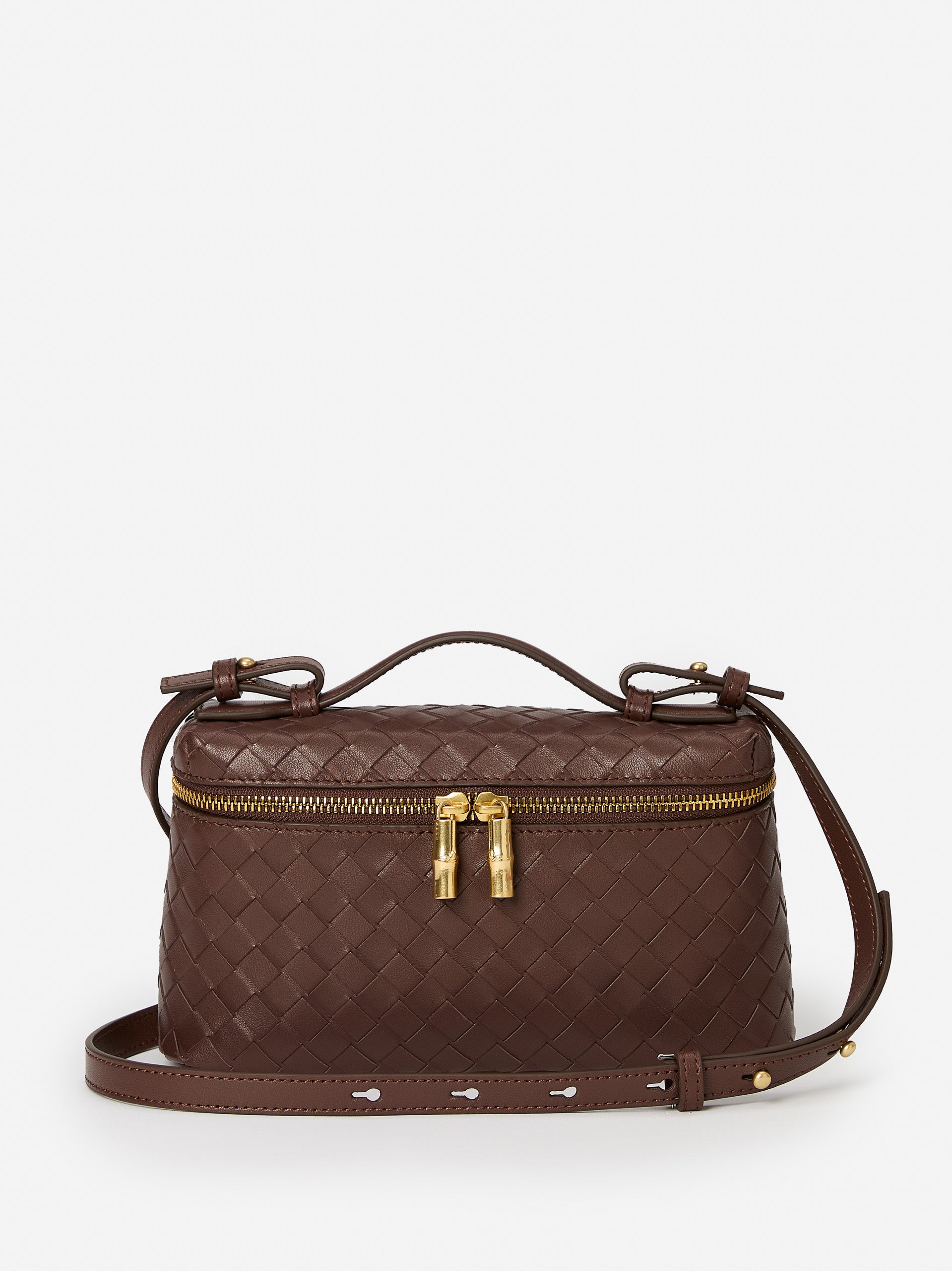 Brown Solid Allyson Woven Leather Crossbody | Women's Handbags | J.mclaughlin