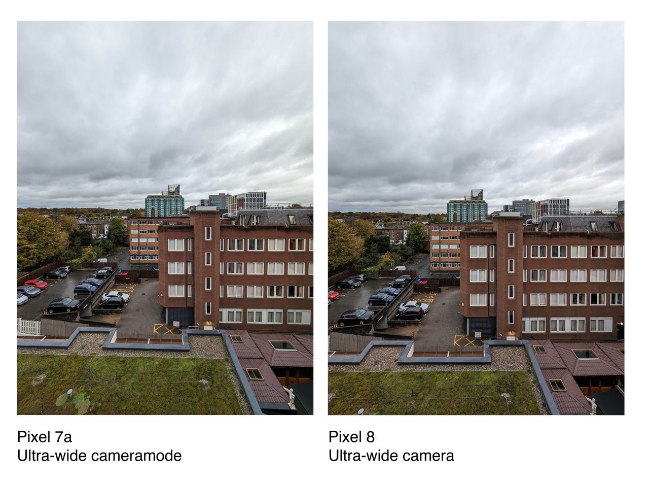 Comparison photos captured on the Google Pixel 7a and Pixel 8