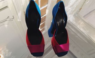 Blue and pink high heels
