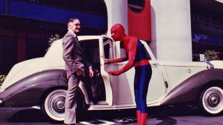 Stan Lee in a staged photo outside Marvel Productions' California offices in the early '90s.