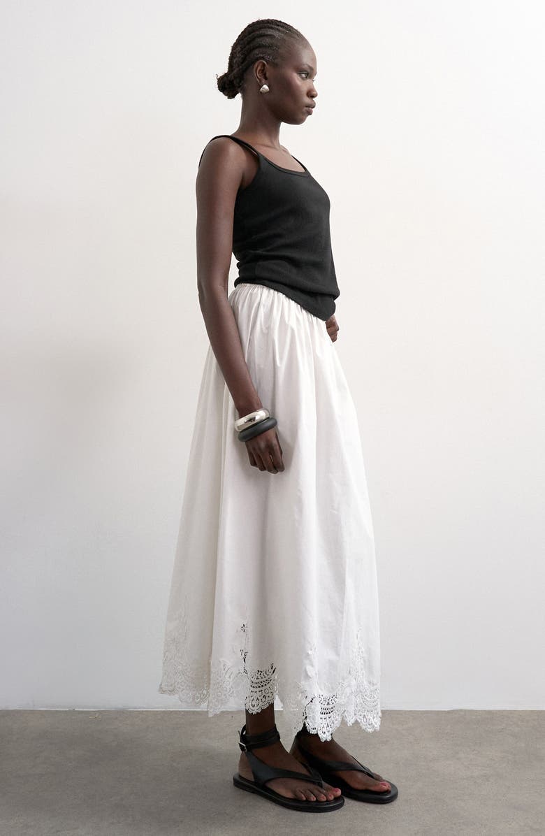Lace Hem Cotton Maxi Skirt