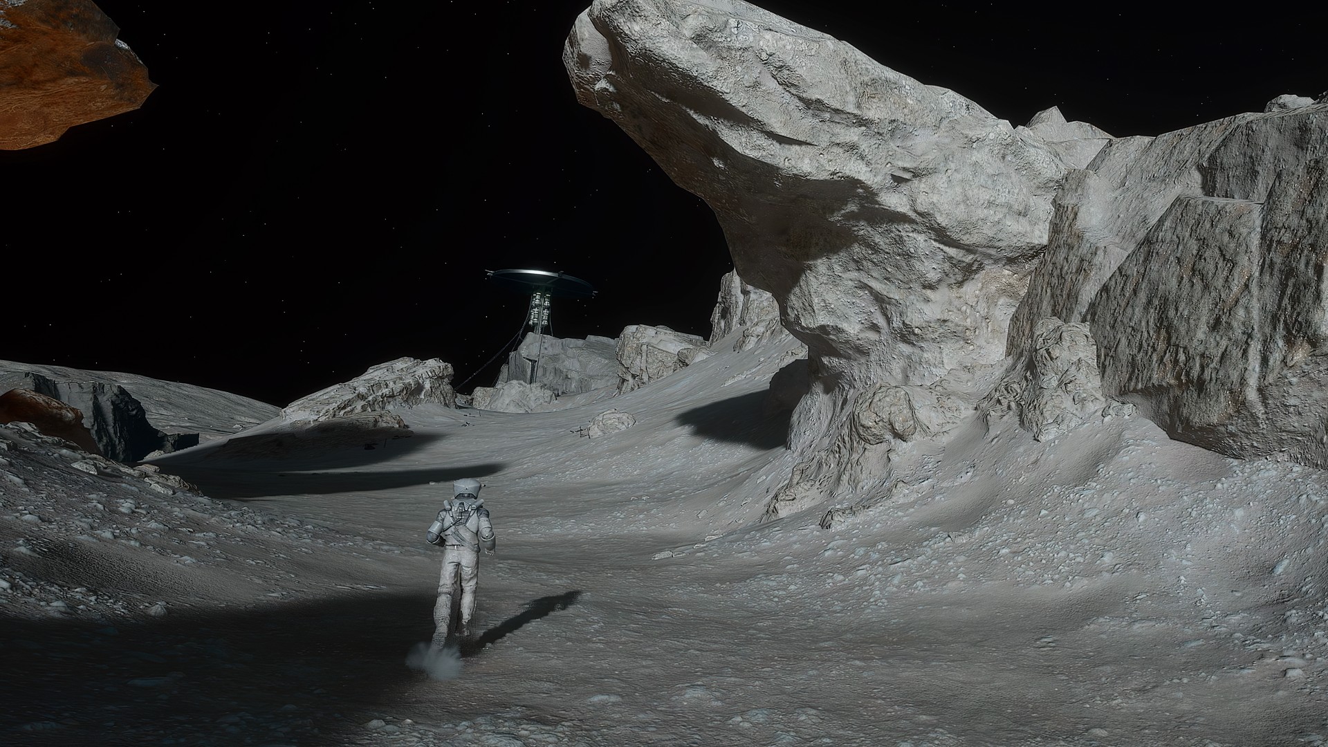 Captura de tela do videogame Moonstruck. Um astronauta está explorando a lua.