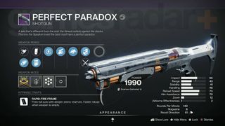 Destiny 2 Perfect Paradox shotgun perks