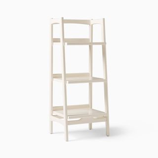 White wooden bathroom ladder shelf