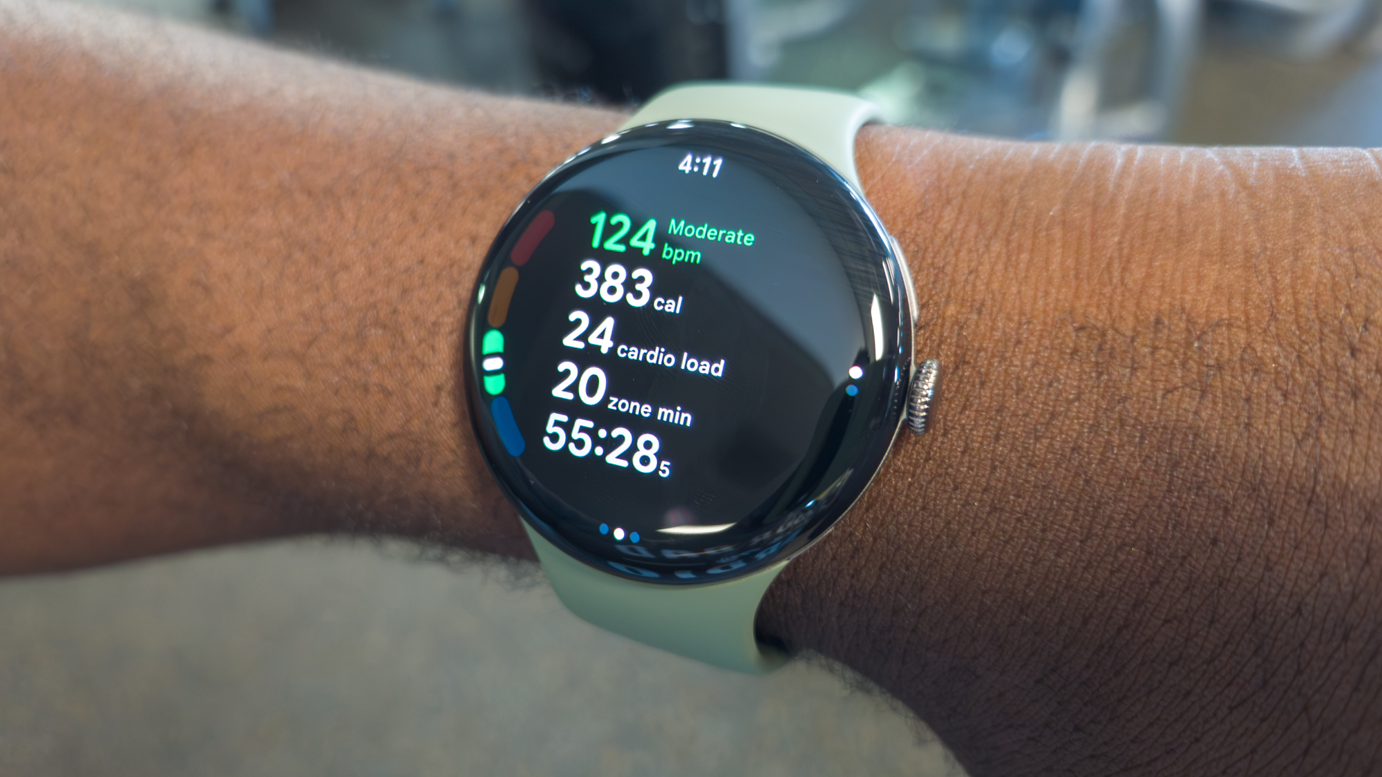 Workout screen on the Pixel Watch 5
