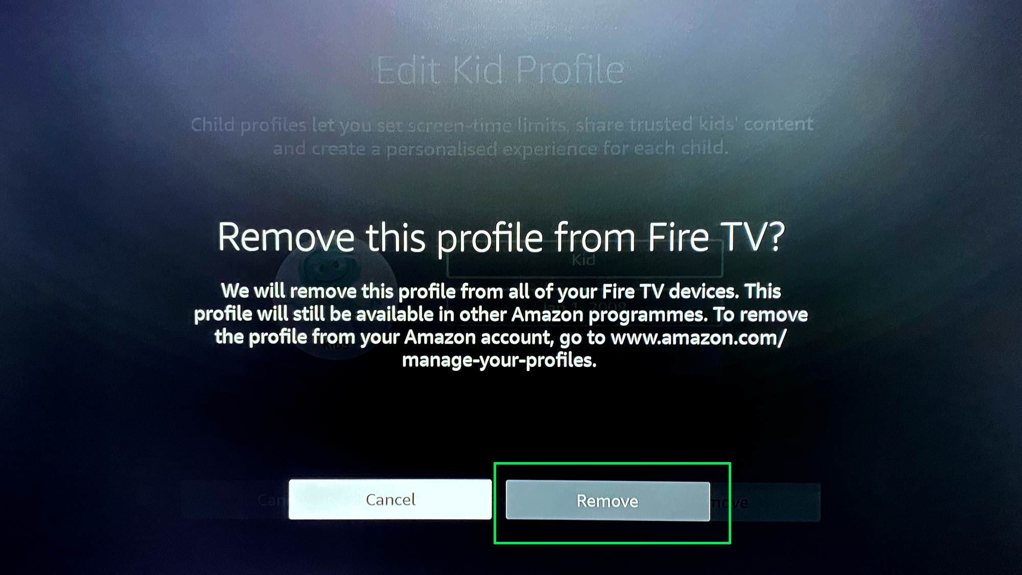 Как добавить профили Fire TV - удаление, снова выбрать удалить