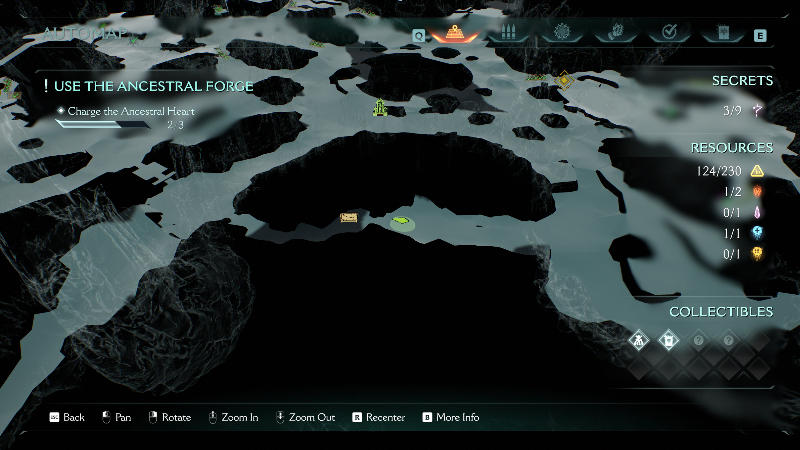 Doom: The Dark Ages Ancestral Forge secrets - A gold chest hidden down a narrow path on the map.
