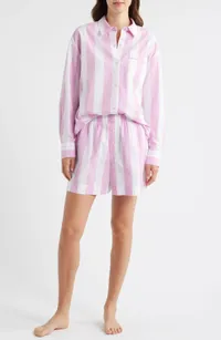 Oversize Stripe Cotton Short Pajamas