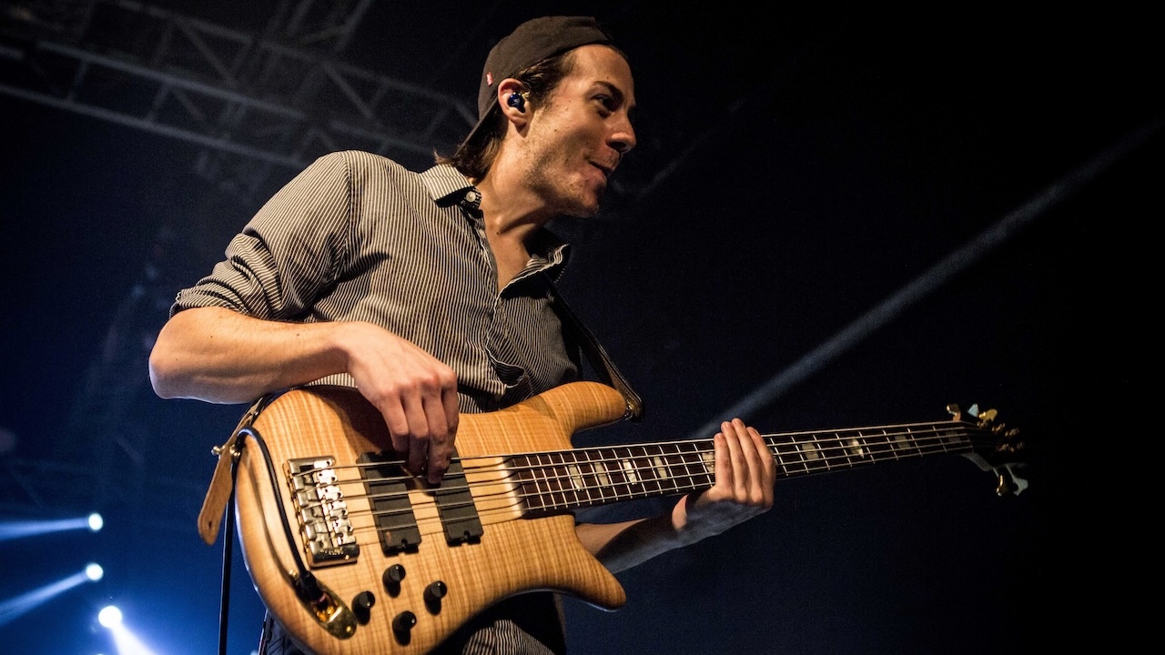 Tom Doyle of the british rock band Don Broco pictured on stage as they perform live at Magazzini Generali in Milan, Italy.