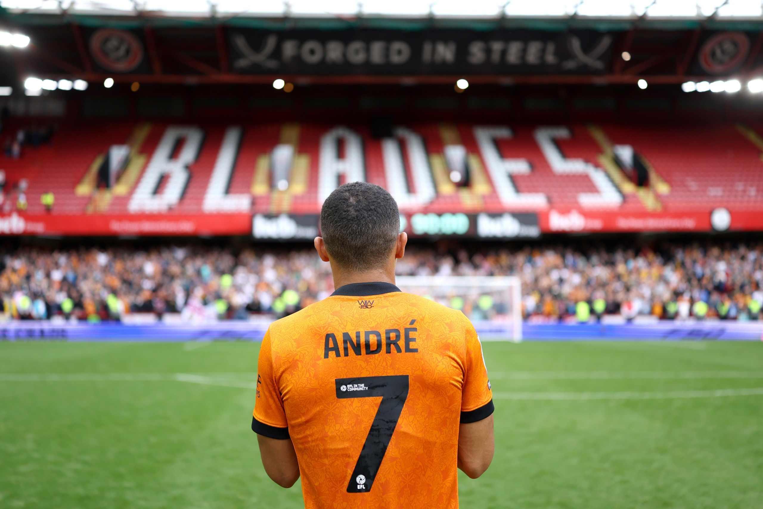 Wolverhampton Wanderers midfielder Andre applauds the away fans at Sheffield United