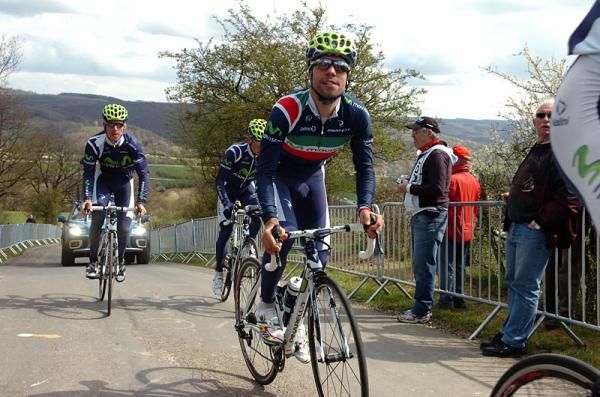 Italian champion Giovanni Visconti (Movistar) doesn't seem too bothered by the C&ocirc;te de La Redoute.
