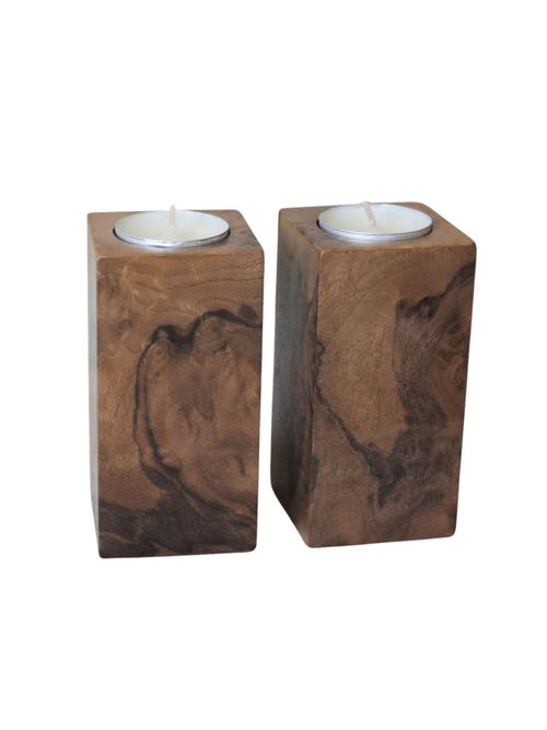 Walnut Burl Candlesticks