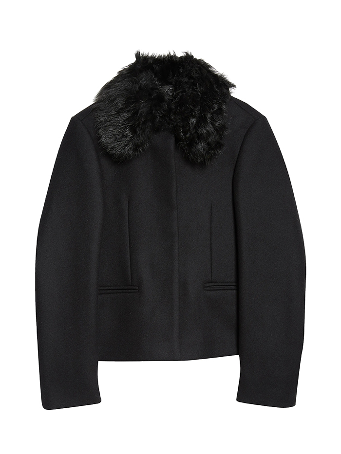 TOTEME, Wool Blend Jacket With Removable Genuine Shearling Collar