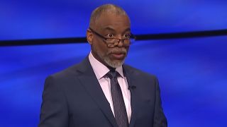 LeVar Burton in glasses hosting Final Jeopardy