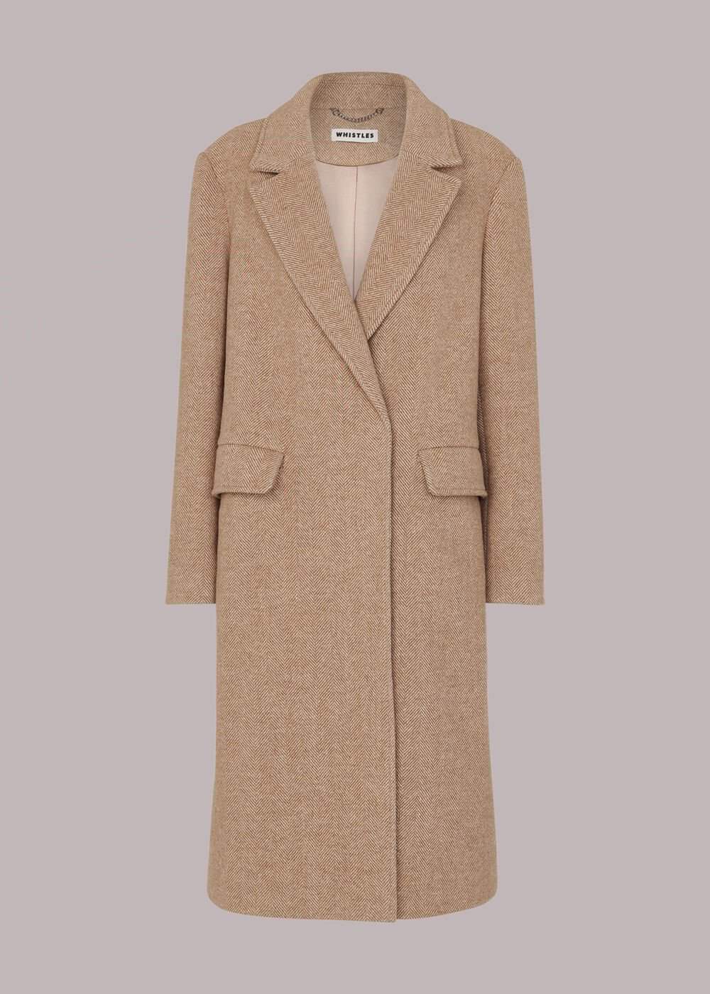 Oatmeal Herringbone Smart Wool Coat