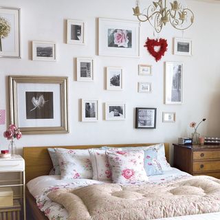 Photo frame in bedroom with wooden cabinet