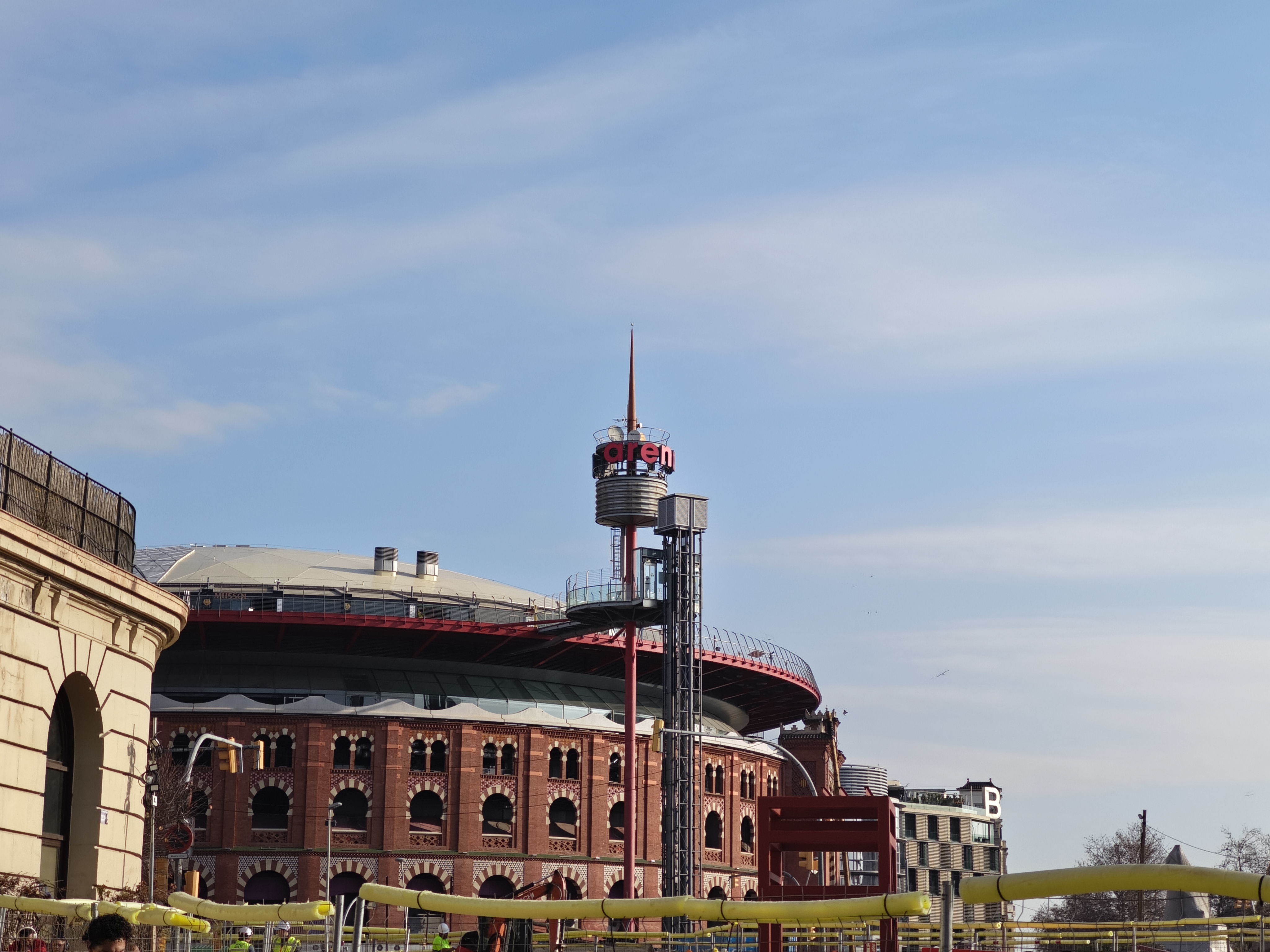 A building with a communication tower