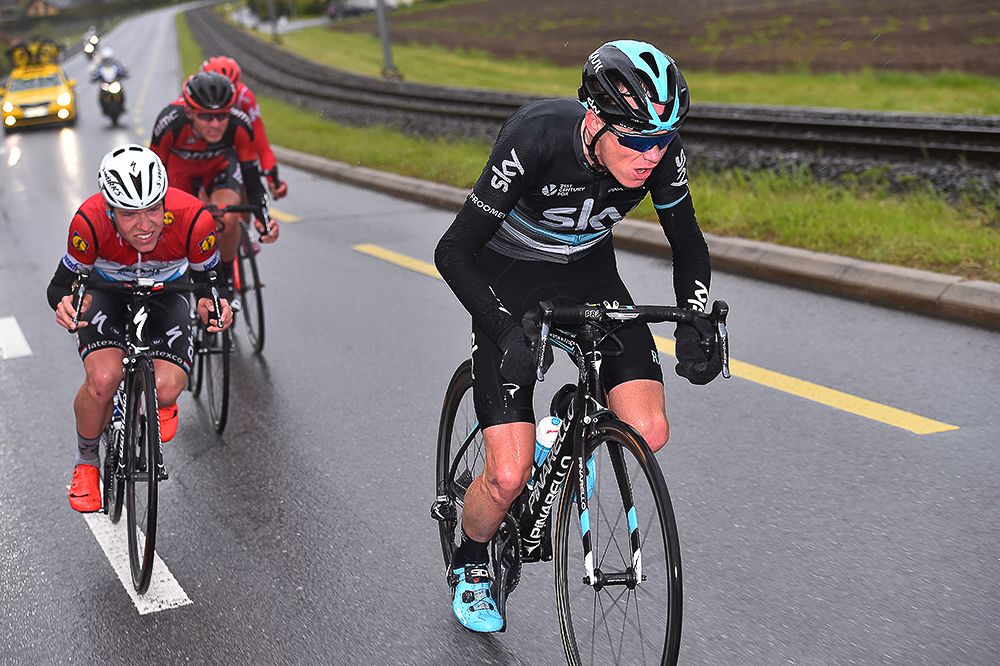 The breakaway in progress during stage 4 at Tour de Romandie