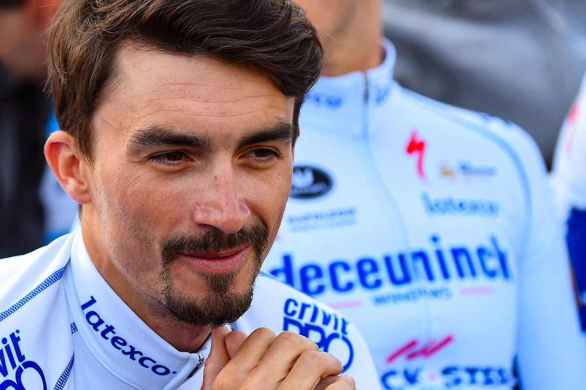 Julian Alaphilippe was forced to rely on his Deceuninck-QuickStep teammates to keep him in reasonable contention after puncturing on stage 2 of the 2020 Paris-Nice