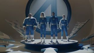 The Fantastic Four team costumes in The Fantastic Four: First Steps cast assemble