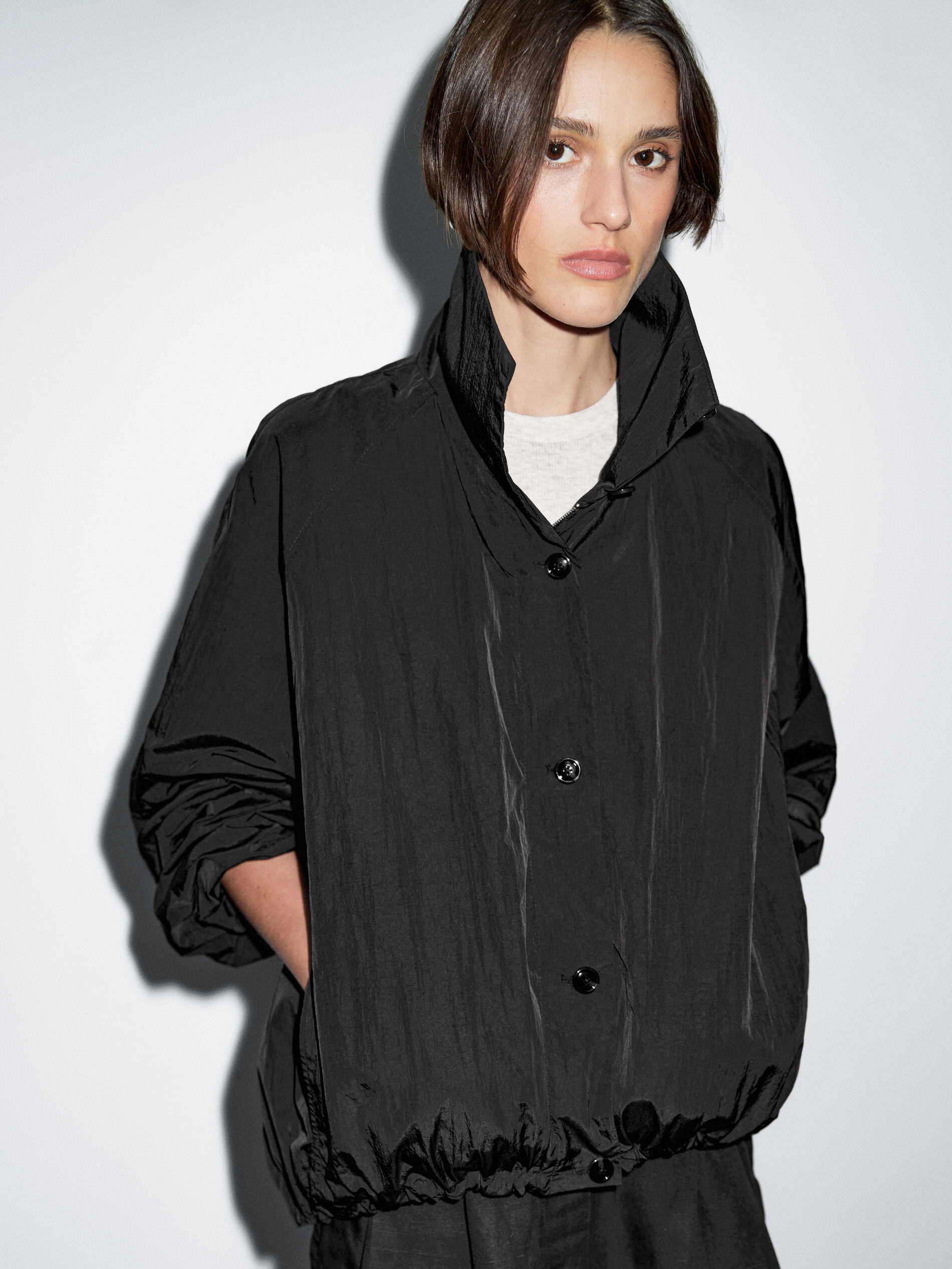 High Neck Bomber Puff Jacket
