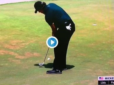 phil mickelson hits moving ball at us open