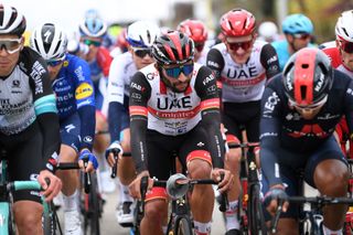 HARELBEKE BELGIUM MARCH 26 Fernando Gaviria Rendon of Colombia and UAE Team Emirates during the 64th E3 Saxo Bank Classic 2021 a 2039km race from Harelbeke to Harelbeke E3SaxobankClassic on March 26 2021 in Harelbeke Belgium Photo by Tim de WaeleGetty Images