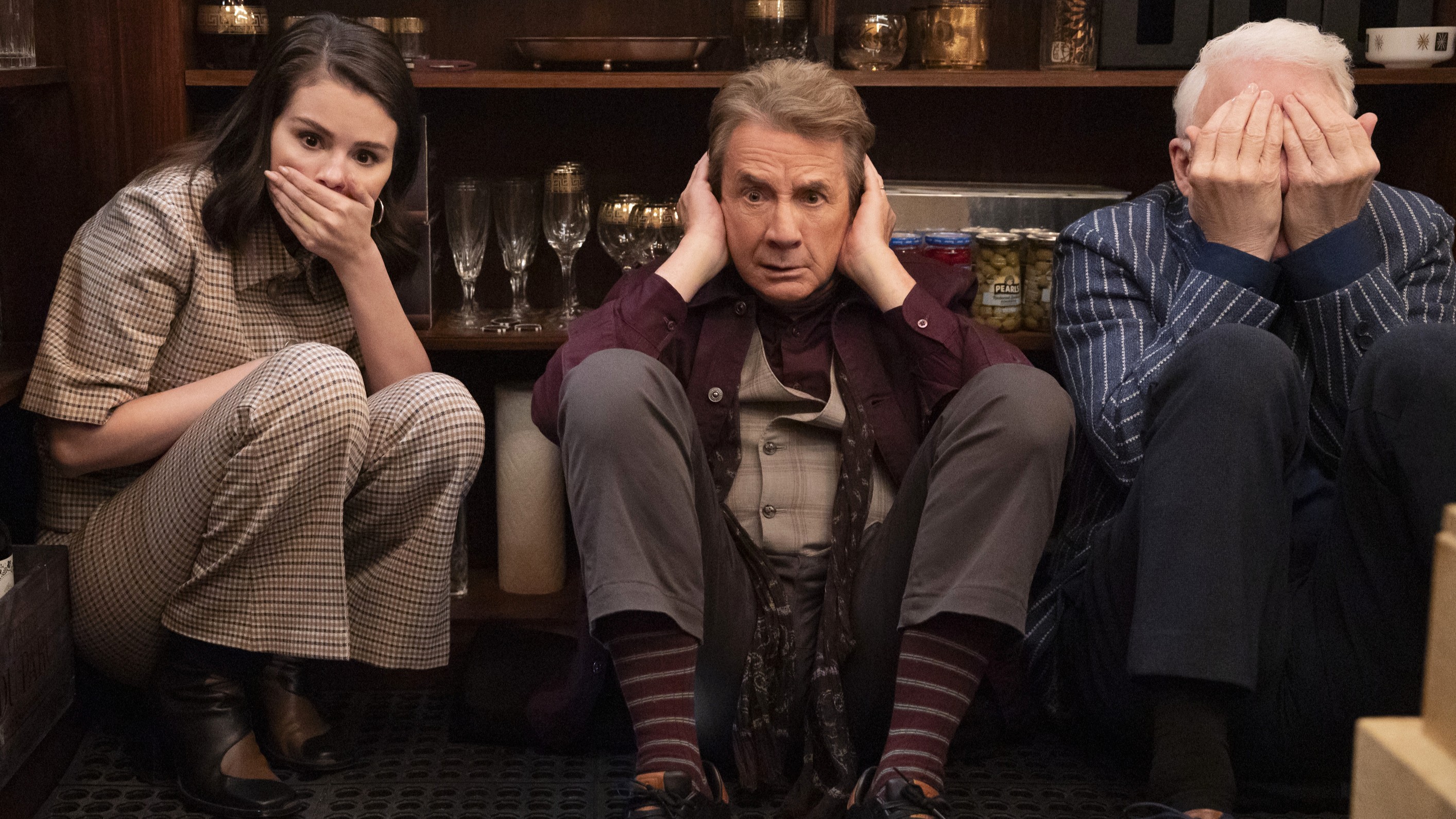 (L-R): Selena Gomez, Martin Short and Steve Martin in a first-look photo for "Only Murders in the Building" season 5.