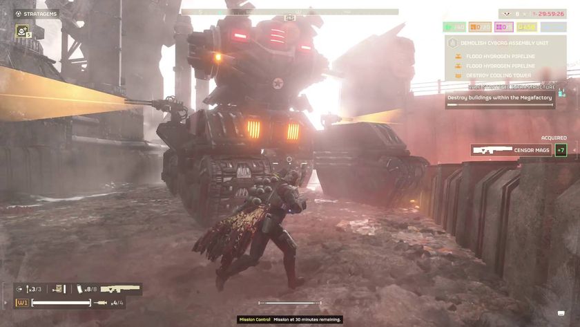 Helldivers 2 helldiver running up to Vox Engine