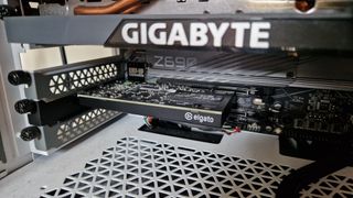 Elgato Game Capture 4K Pro mounted on a gaming PC's motherboard