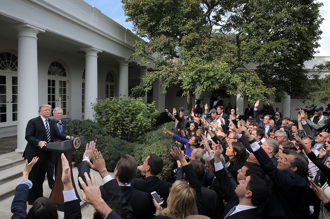 Trump takes questions