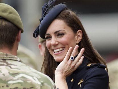 Kate Middleton shows off her engagement ring