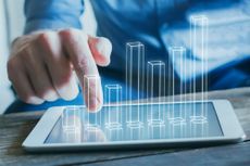 3D graph emerging from a tablet display