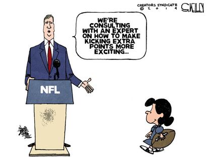 Editorial cartoon NFL kickers
