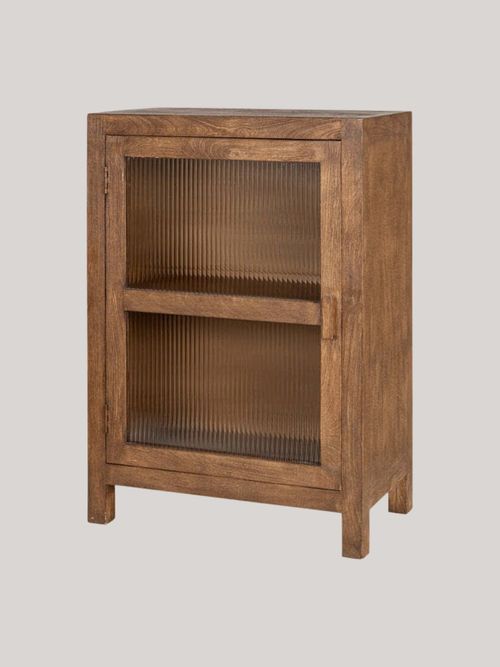 Mendani Mango Wood & Fluted Glass Glass Low Cabinet