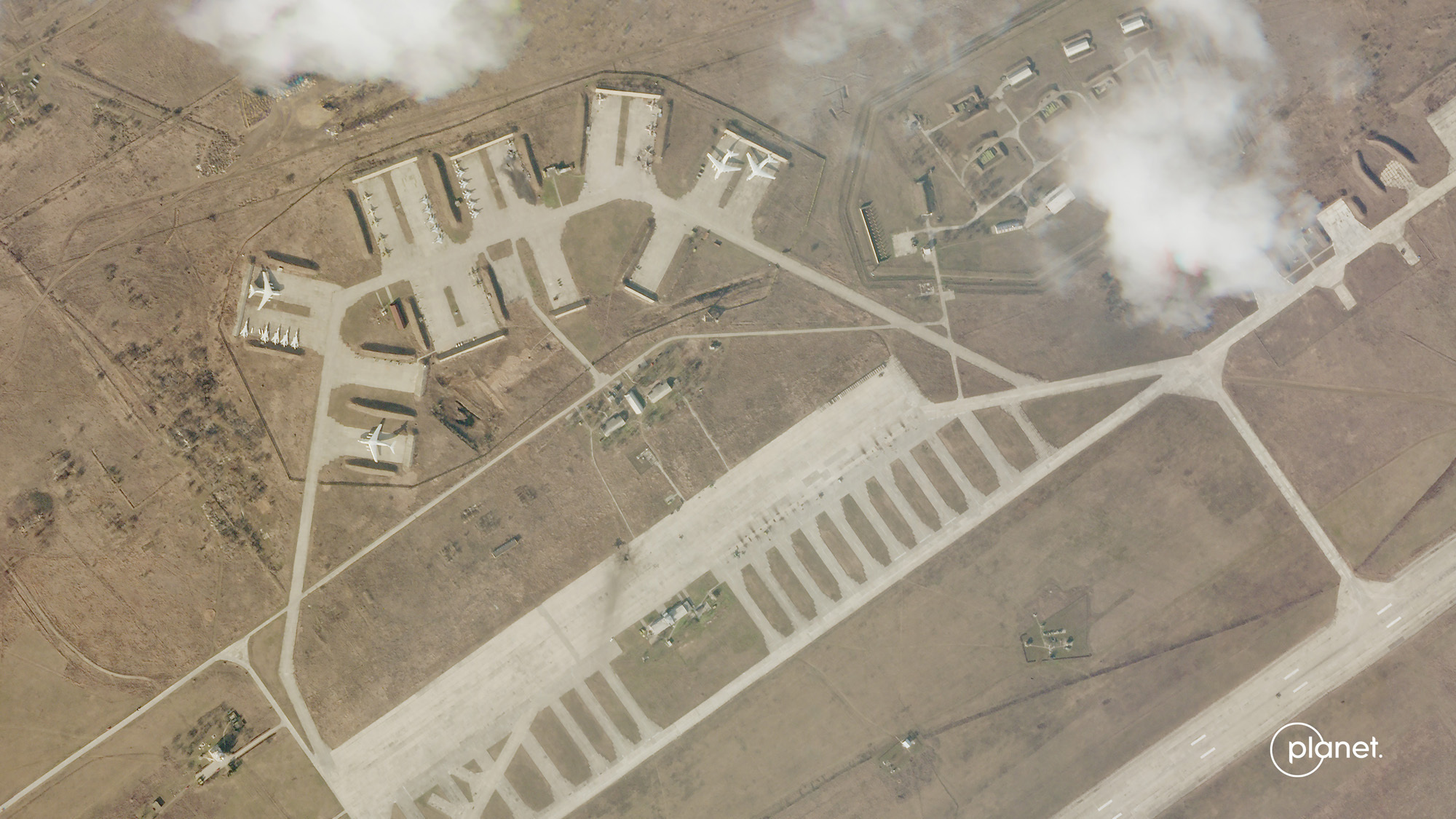 The Mikolaiv Airbase in Ukiraine on Feb. 24, 2022.