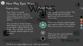 Epic Wars Help Screens