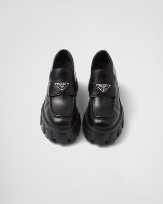 Brushed Leather Monolith Loafers