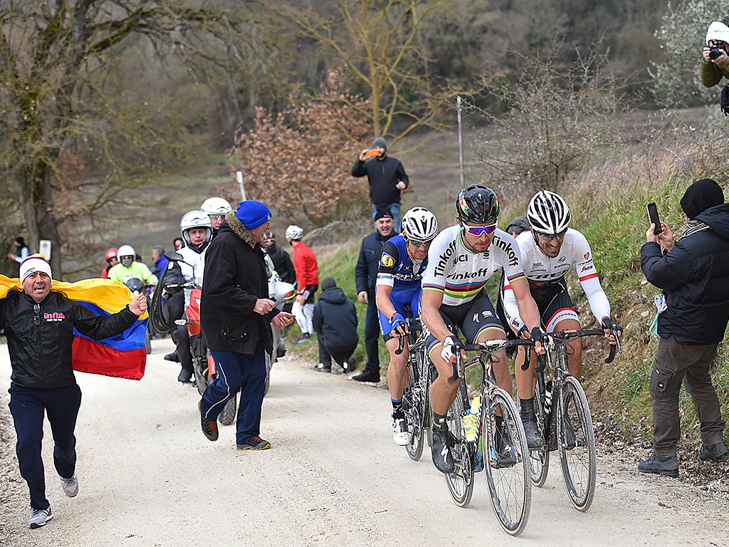 Sagan just missed out on a podium at the 2016 Strade Bianche