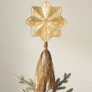 Light-Up Shooting Glass Star Tinsel Tree Topper