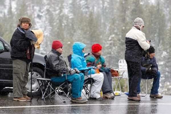Hundreds of fans lined the KOM at Emerald Bay, but their wait was in vain.