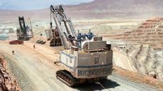 Excavators at a copper mine